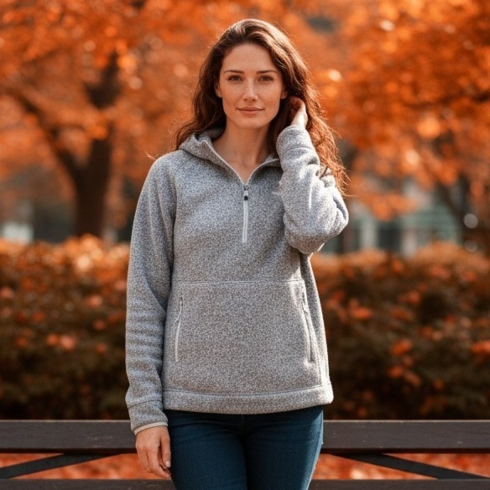 The North Face Womens 2X Fleece Hoodie Pullover Gray Heathered Size XXL